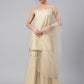 Janasya Women's Beige Poly Silk Embellished Kurta With Gharara And Dupatta | Swadesiicart
