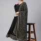 Janasya Women's Black Georgette Solid Kurta With Dupatta | Swadesiicart