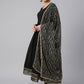 Janasya Women's Black Georgette Solid Kurta With Dupatta | Swadesiicart