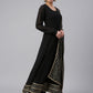 Janasya Women's Black Georgette Solid Kurta With Dupatta | Swadesiicart