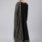 Janasya Women's Black Georgette Solid Kurta With Dupatta | Swadesiicart