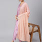 Janasya Women's Mauve Poly Silk Solid Kurta With Pant And Dupatta | Swadesiicart