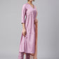 Janasya Women's Mauve Poly Silk Solid Kurta With Pant And Dupatta | Swadesiicart
