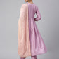 Janasya Women's Mauve Poly Silk Solid Kurta With Pant And Dupatta | Swadesiicart