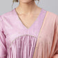 Janasya Women's Mauve Poly Silk Solid Kurta With Pant And Dupatta | Swadesiicart