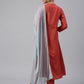 Janasya Women's Rust Dola Silk Solid Kurta With Pant And Dupatta | Swadesiicart