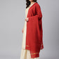 Janasya Women's Beige Chanderi Silk Woven Kurta With Palazzo And Dupatta | Swadesiicart