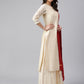 Janasya Women's Beige Chanderi Silk Woven Kurta With Palazzo And Dupatta | Swadesiicart