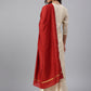 Janasya Women's Beige Chanderi Silk Woven Kurta With Palazzo And Dupatta | Swadesiicart