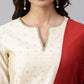 Janasya Women's Beige Chanderi Silk Woven Kurta With Palazzo And Dupatta | Swadesiicart