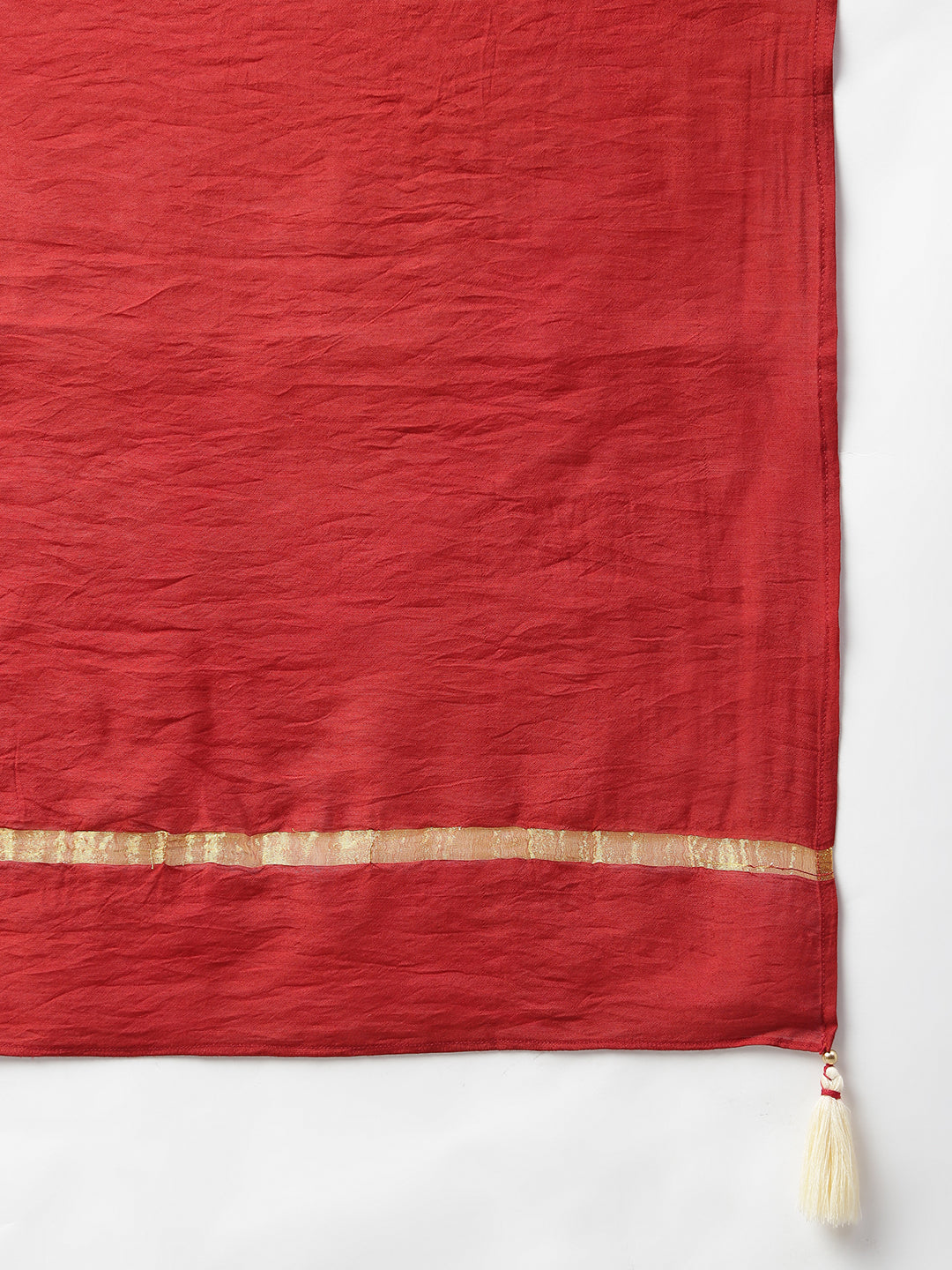 Janasya Women's Beige Chanderi Silk Woven Kurta With Palazzo And Dupatta | Swadesiicart