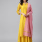 Janasya Women's Yellow Chanderi Silk Woven Kurta With Palazzo And Dupatta | Swadesiicart