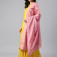 Janasya Women's Yellow Chanderi Silk Woven Kurta With Palazzo And Dupatta | Swadesiicart