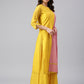 Janasya Women's Yellow Chanderi Silk Woven Kurta With Palazzo And Dupatta | Swadesiicart