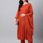 Janasya Women's Orange Rayon Striped Kurta With Pant And Dupatta | Swadesiicart