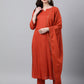 Janasya Women's Orange Rayon Striped Kurta With Pant And Dupatta | Swadesiicart