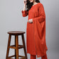 Janasya Women's Orange Rayon Striped Kurta With Pant And Dupatta | Swadesiicart