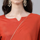 Janasya Women's Orange Rayon Striped Kurta With Pant And Dupatta | Swadesiicart