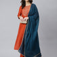 Janasya Women's Rust Orange Poly Silk Solid Kurta With Pant And Dupatta | Swadesiicart