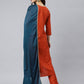 Janasya Women's Rust Orange Poly Silk Solid Kurta With Pant And Dupatta | Swadesiicart