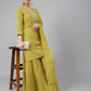 Janasya Women's Yellow Cotton Solid Kurta With Sharara And Dupatta | Swadesiicart