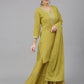 Janasya Women's Yellow Cotton Solid Kurta With Sharara And Dupatta | Swadesiicart