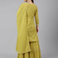 Janasya Women's Yellow Cotton Solid Kurta With Sharara And Dupatta | Swadesiicart