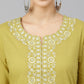 Janasya Women's Yellow Cotton Solid Kurta With Sharara And Dupatta | Swadesiicart