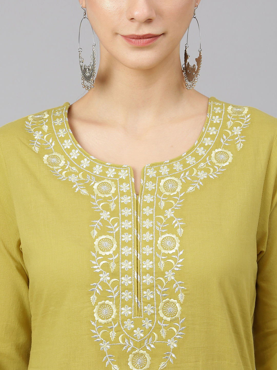 Janasya Women's Yellow Cotton Solid Kurta With Sharara And Dupatta | Swadesiicart