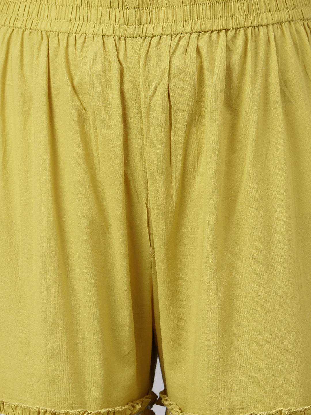 Janasya Women's Yellow Cotton Solid Kurta With Sharara And Dupatta | Swadesiicart