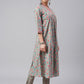 Janasya Women's Sea Green Cotton Floral Print Kurta With Pant | Swadesiicart