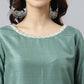 Janasya Women's Mint Green Chinon Solid Kurta With Skirt And Dupatta | Swadesiicart