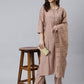 Janasya Women's Dusty Rose Viscose Blend Embroidered Kurta With Pant | Swadesiicart
