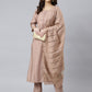 Janasya Women's Dusty Rose Viscose Blend Embroidered Kurta With Pant | Swadesiicart