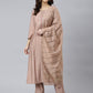 Janasya Women's Dusty Rose Viscose Blend Embroidered Kurta With Pant | Swadesiicart