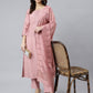 Janasya Women's Light Pink Poly Silk Embroidered Kurta With Pant And Dupatta | Swadesiicart