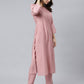 Janasya Women's Light Pink Poly Silk Embroidered Kurta With Pant And Dupatta | Swadesiicart