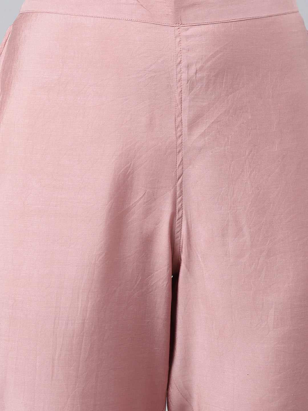 Janasya Women's Light Pink Poly Silk Embroidered Kurta With Pant And Dupatta | Swadesiicart
