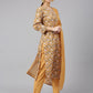 Janasya Women's Light Brown Cotton Floral Print Kurta With Pant And Dupatta | Swadesiicart