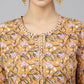 Janasya Women's Light Brown Cotton Floral Print Kurta With Pant And Dupatta | Swadesiicart
