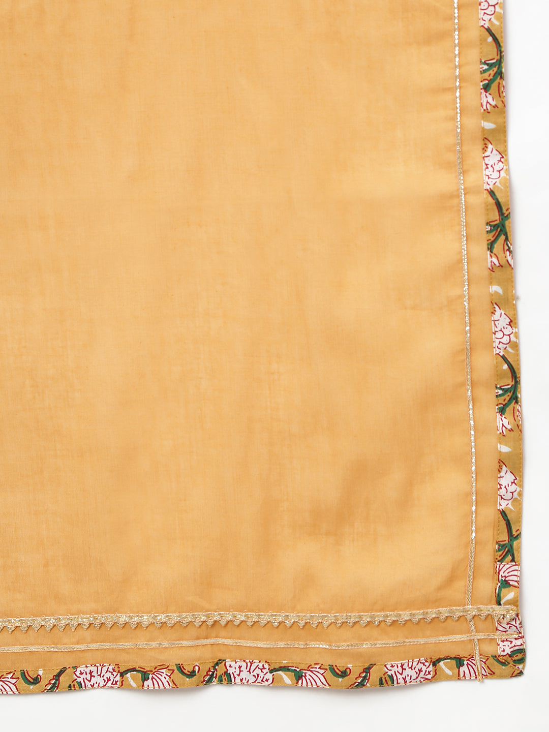 Janasya Women's Light Brown Cotton Floral Print Kurta With Pant And Dupatta | Swadesiicart
