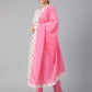 Janasya Women's Off White Cotton Floral Print Kurta With Pant And Dupatta | Swadesiicart