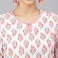 Janasya Women's Off White Cotton Floral Print Kurta With Pant And Dupatta | Swadesiicart