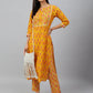 Janasya Women's Mustard Cotton Floral Print Kurta With Pant | Swadesiicart