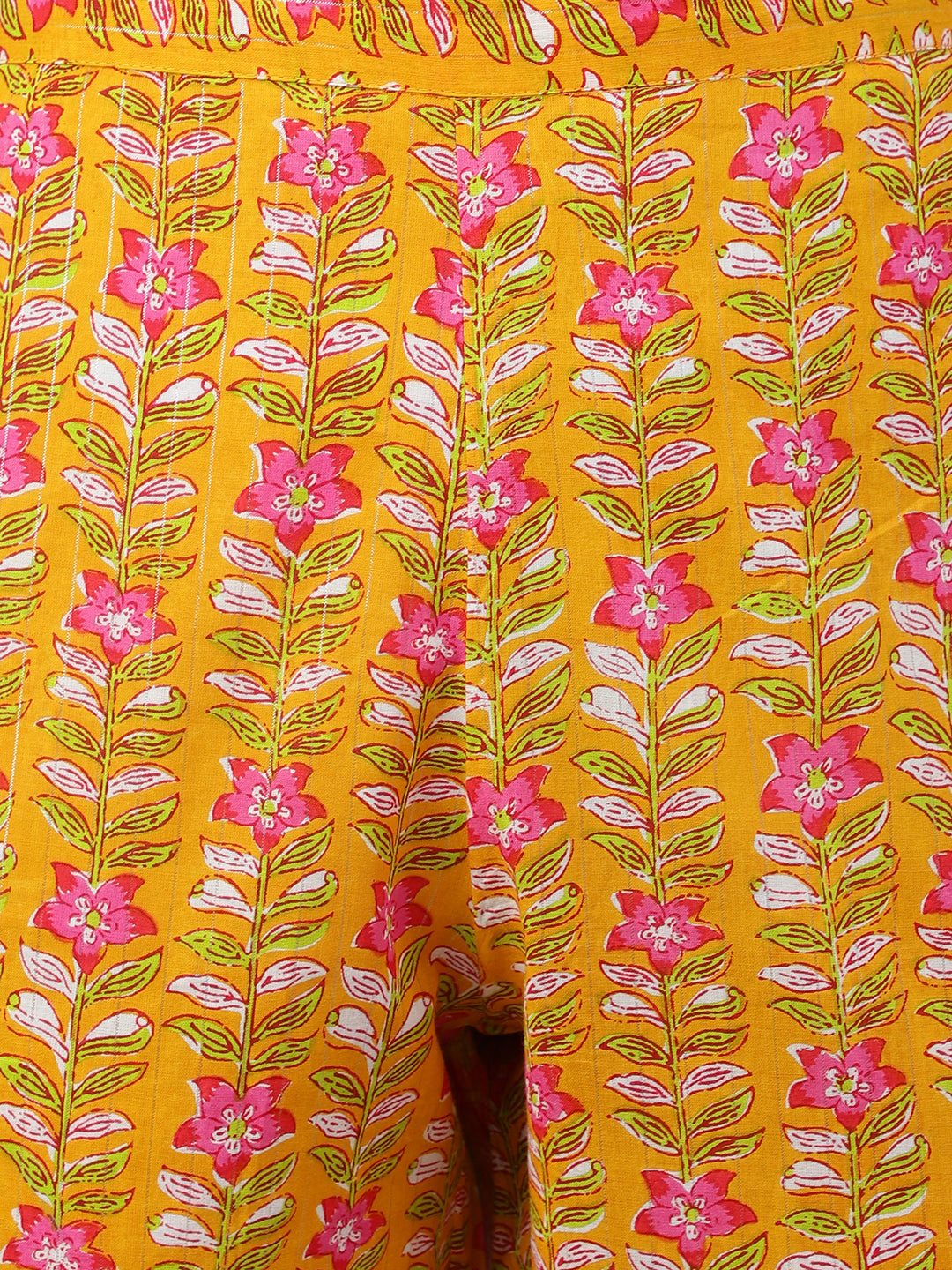 Janasya Women's Mustard Cotton Floral Print Kurta With Pant | Swadesiicart