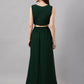 Janasya Women's Green Crepe Solid Crop Top With Skirt And Jacket | Swadesiicart