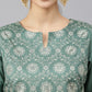 Janasya Women's Mint Green Chinon Foil Print Kurta With Flared Palazzo And Dupatta | Swadesiicart