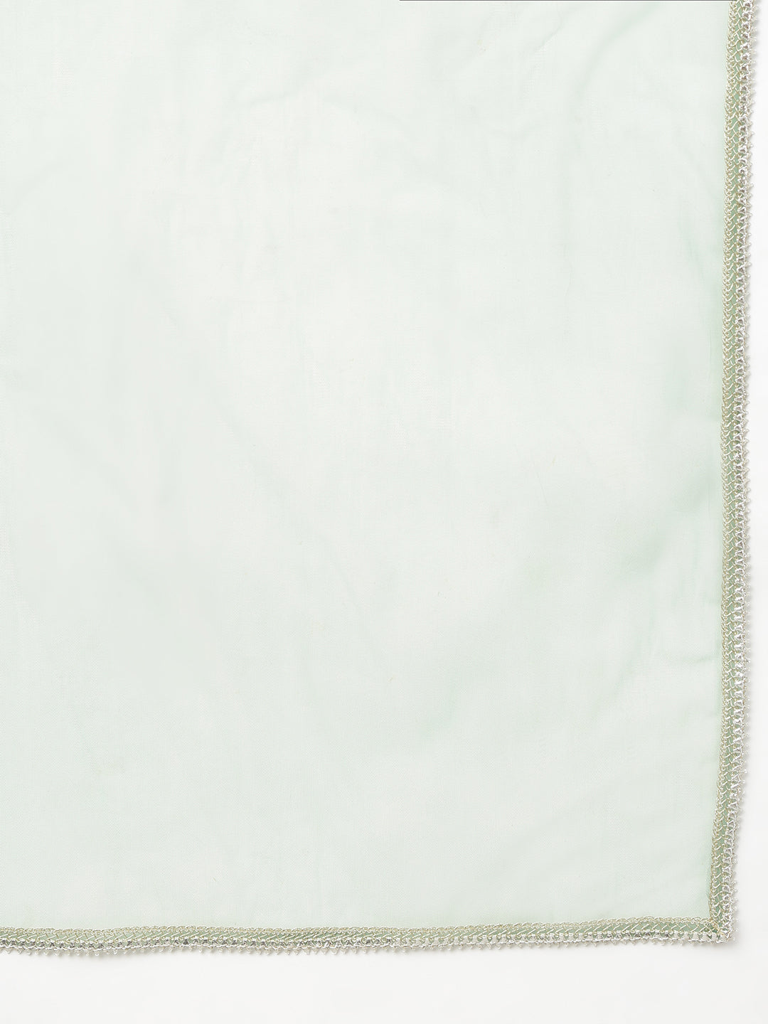 Janasya Women's Mint Green Chinon Foil Print Kurta With Flared Palazzo And Dupatta | Swadesiicart