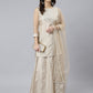 Janasya Women's Beige Chinon Embellished Kurta With Kali Palazzo And Dupatta | Swadesiicart