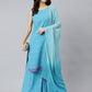 Janasya Women's Light Blue Georgette Bandhni Print Kurta With Sharara And Dupatta | Swadesiicart